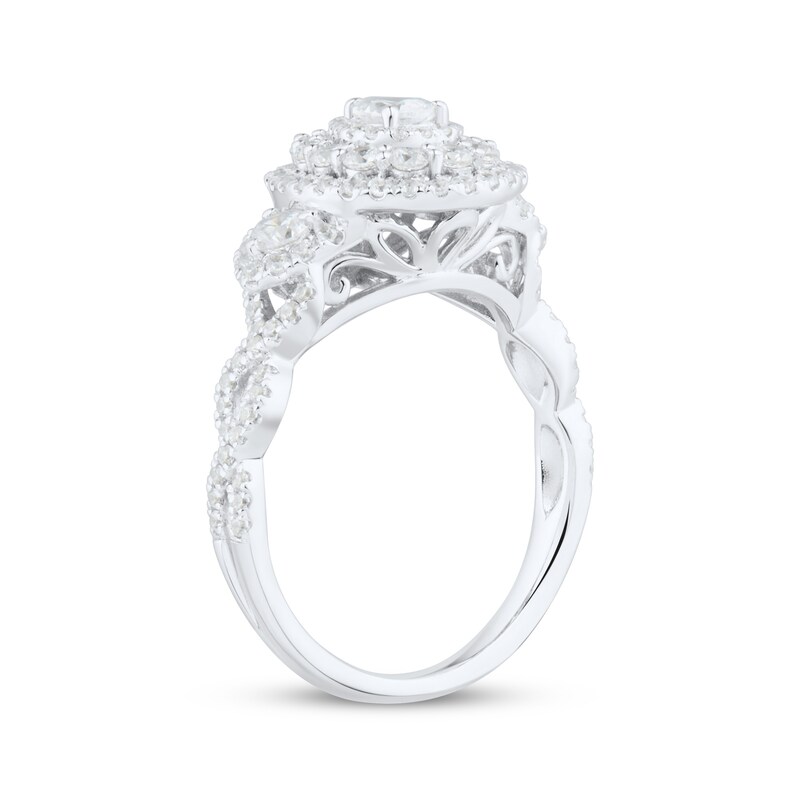 Main Image 2 of Previously Owned Pear-Shaped Diamond Triple-Frame Engagement Ring 1 ct tw 14K White Gold