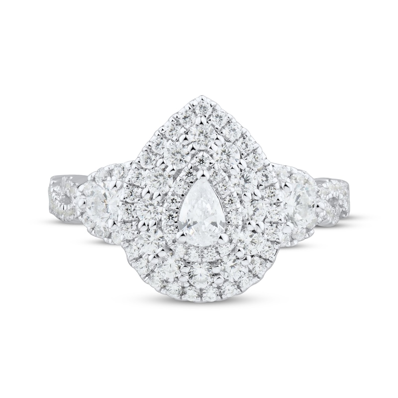 Main Image 3 of Previously Owned Pear-Shaped Diamond Triple-Frame Engagement Ring 1 ct tw 14K White Gold