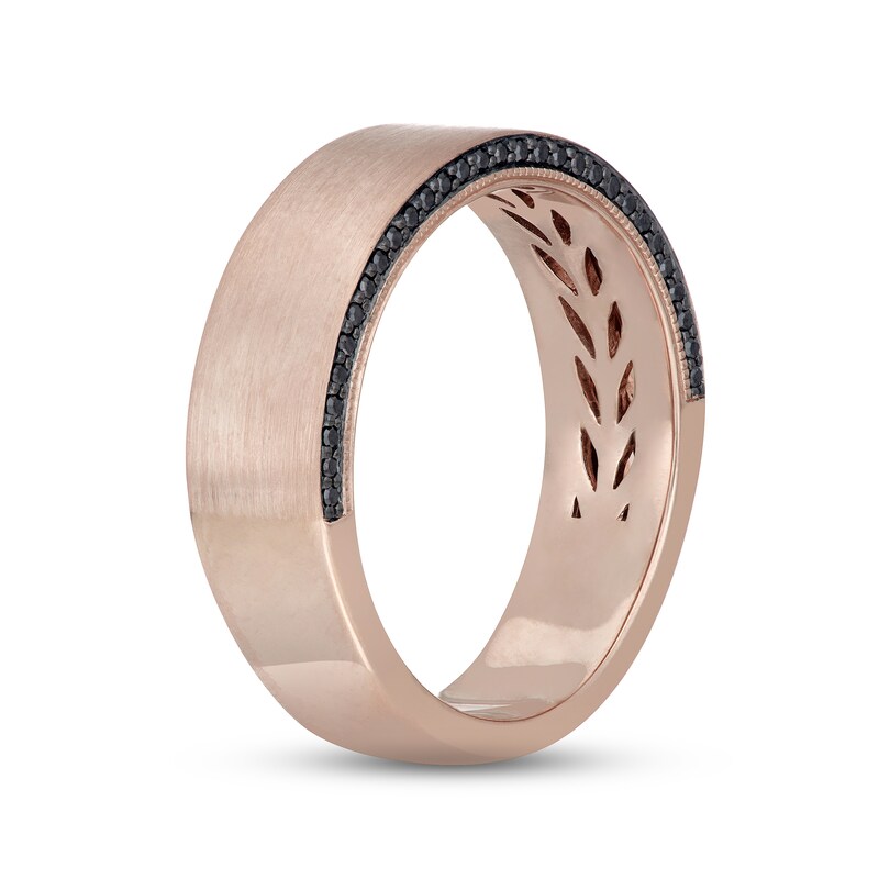 Main Image 2 of Previously Owned Neil Lane Men's Black Diamond Wedding Band 1/5 ct tw 14K Rose Gold Size 9.5