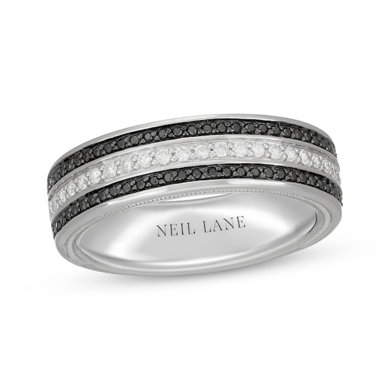Previously Owned Neil Lane Men’s Black & White Diamond Wedding Band 1/2 ct tw 14K White Gold Size 11.5