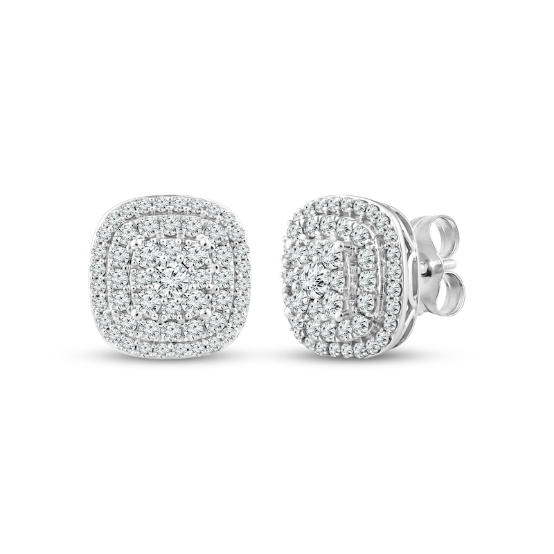 Main Image 1 of Previously Owned KAY Lab-Grown Diamonds Cushion-Shaped Stud Earrings 1 ct tw 10K White Gold