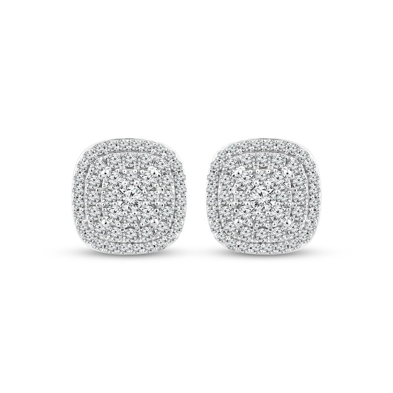 Main Image 2 of Previously Owned KAY Lab-Grown Diamonds Cushion-Shaped Stud Earrings 1 ct tw 10K White Gold