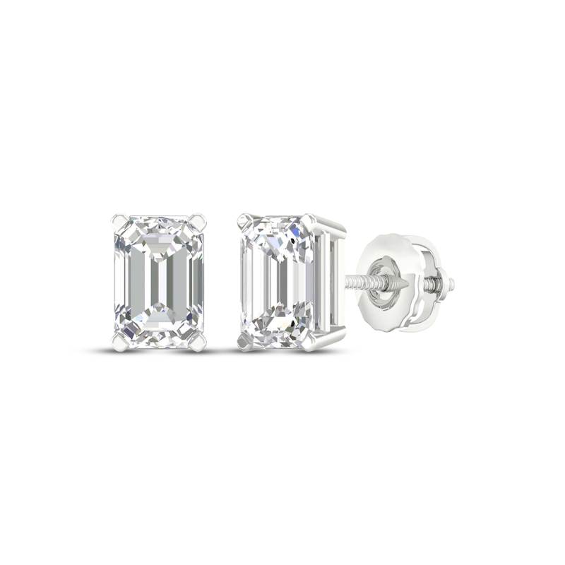 Main Image 1 of Previously Owned KAY Lab-Grown Diamonds Emerald-Cut Solitaire Stud Earrings 1 ct tw 14K White Gold (F/SI2)