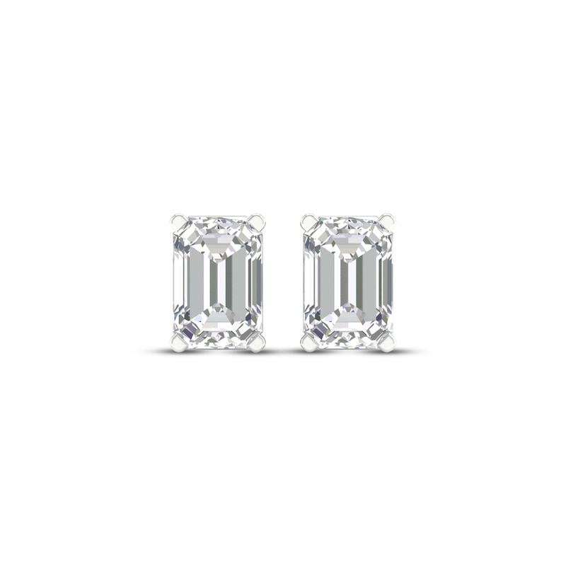 Main Image 2 of Previously Owned KAY Lab-Grown Diamonds Emerald-Cut Solitaire Stud Earrings 1 ct tw 14K White Gold (F/SI2)