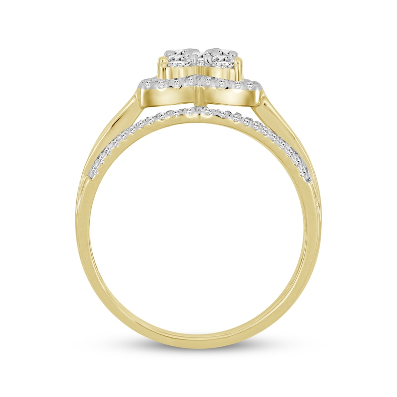 Main Image 3 of Previously Owned Multi-Diamond Center Heart Frame Engagement Ring 1/2 ct tw 10K Yellow Gold