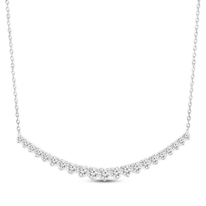 Main Image 1 of Previously Owned Lab-Grown Diamonds by KAY Smile Necklace 1-1/2 ct tw 14K White Gold 18&quot;