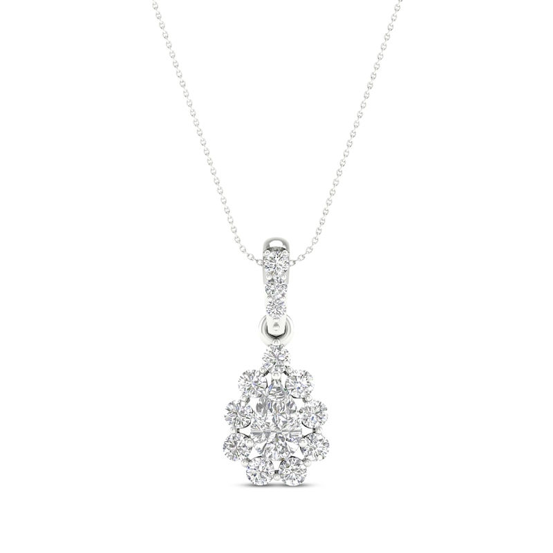 Main Image 1 of Previously Owned KAY Lab-Grown Diamonds Pear-Shaped Necklace 1/2 ct tw 14K White Gold 18”