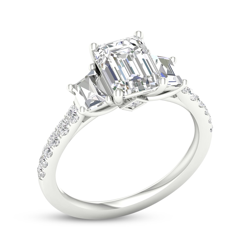 Main Image 2 of Previously Owned Memories Moments Magic Lab-Grown Diamonds by KAY Emerald-Cut & Trapezoid-Cut Three-Stone Engagement Ring 2-5/8 ct tw 14K White Gold