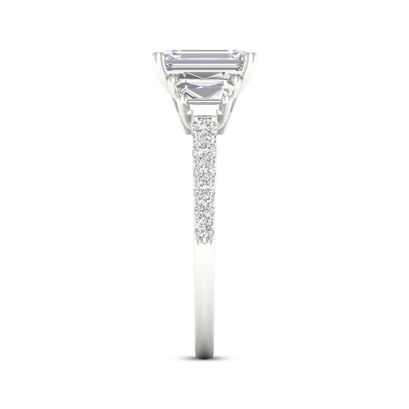 Main Image 3 of Previously Owned Memories Moments Magic Lab-Grown Diamonds by KAY Emerald-Cut & Trapezoid-Cut Three-Stone Engagement Ring 2-5/8 ct tw 14K White Gold