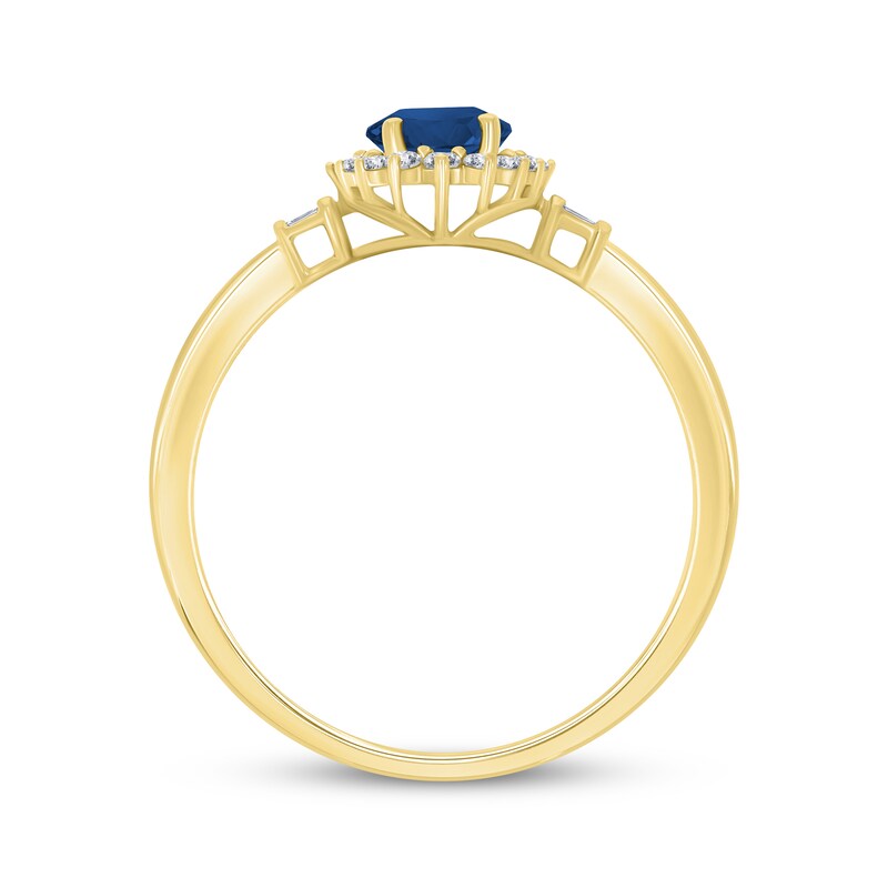 Main Image 2 of Previously Owned Oval-Cut Blue Sapphire & Diamond Ring 1/5 ct tw 10K Yellow Gold