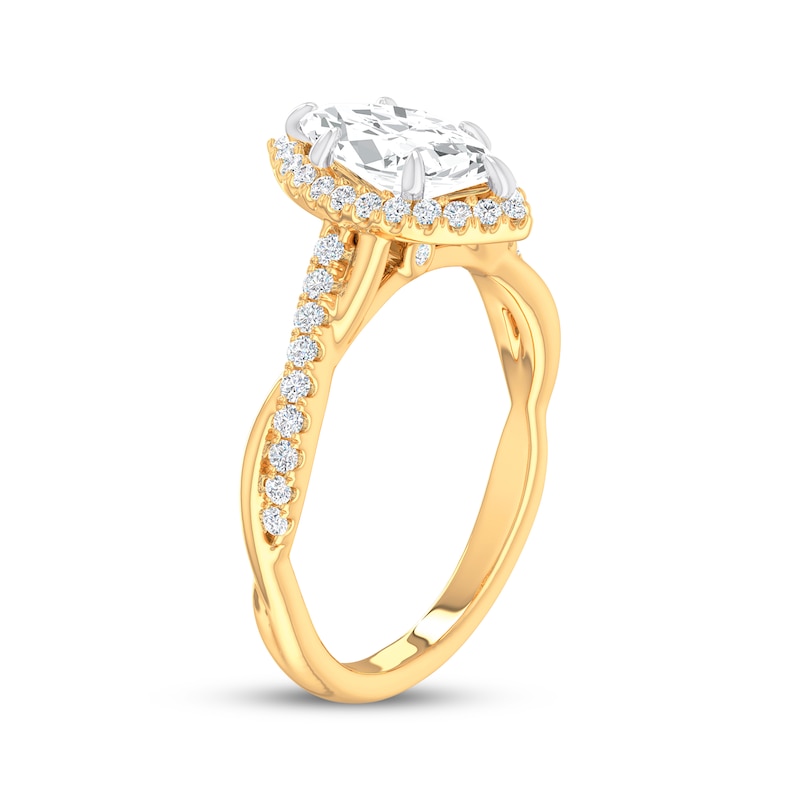 Main Image 2 of Previously Owned Lab-Grown Diamonds Marquise-Cut Twist Shank Engagement Ring 1-1/4 ct tw 14K Yellow Gold