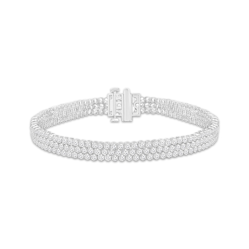 Main Image 1 of Previously Owned KAY Lab-Grown Diamonds Triple-Row Bracelet 6 ct tw 10K White Gold 7.25"