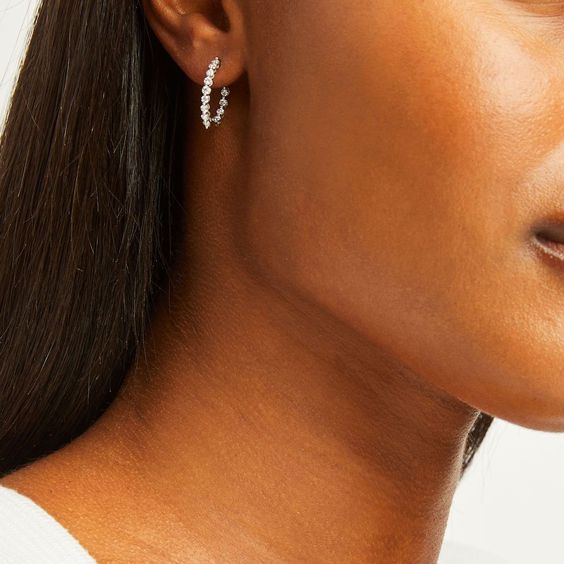 Main Image 3 of Previously Owned KAY Lab-Grown Diamonds Inside-Out Hoop Earrings 1 ct tw 14K White Gold