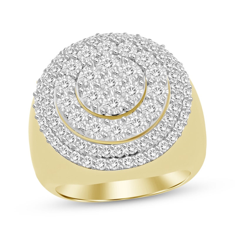 Main Image 1 of Previously Owned Men's Multi-Diamond Center Circle Ring 2 ct tw 10K Yellow Gold