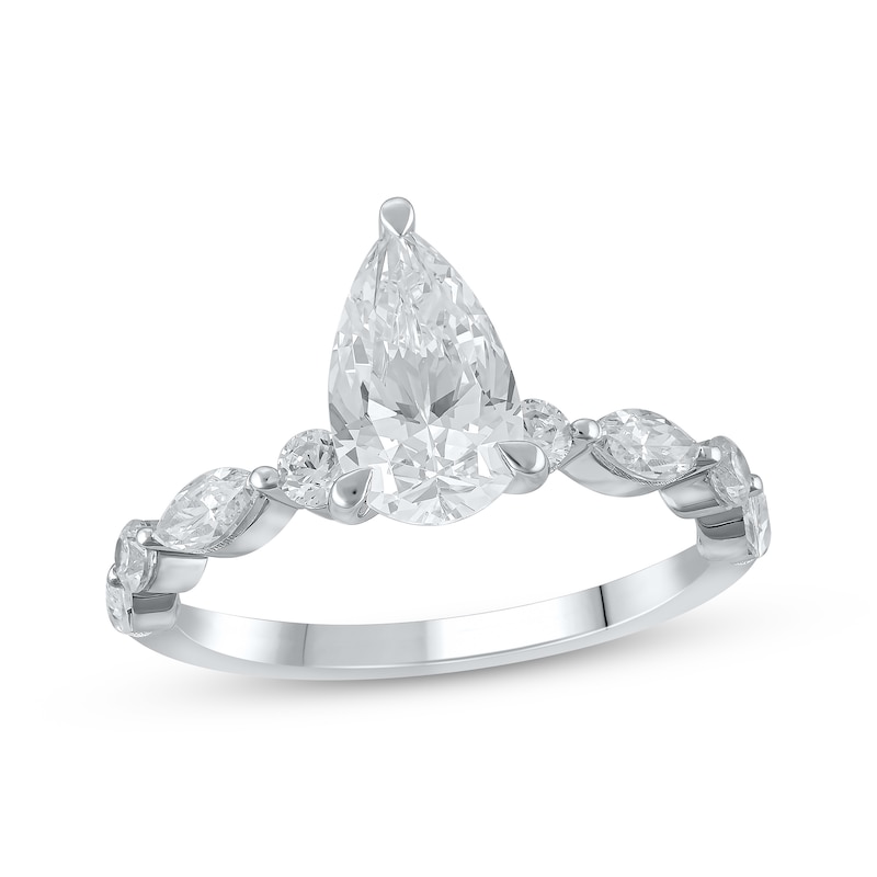 Main Image 1 of Previously Owned Lab-Grown Diamonds Pear-Shaped Engagement Ring 2-1/4 ct tw 14K White Gold