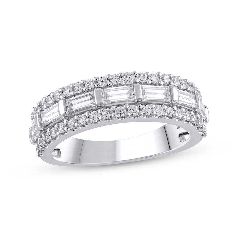 Main Image 1 of Previously Owned Lab-Grown Diamonds Baguette & Round-Cut Anniversary Band 1 ct tw 14K White Gold