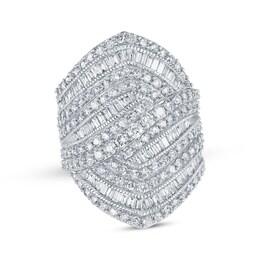 Previously Owned Baguette & Round-Cut Diamond Multi-Row Fashion Ring 3 ct tw 10K White Gold