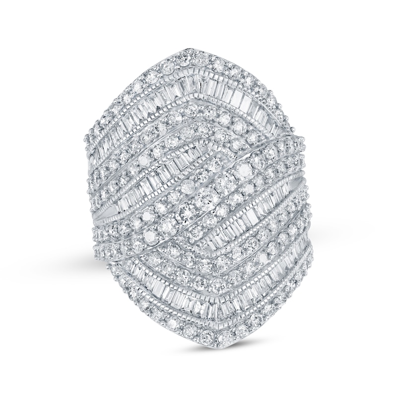 Main Image 1 of Previously Owned Baguette & Round-Cut Diamond Multi-Row Fashion Ring 3 ct tw 10K White Gold