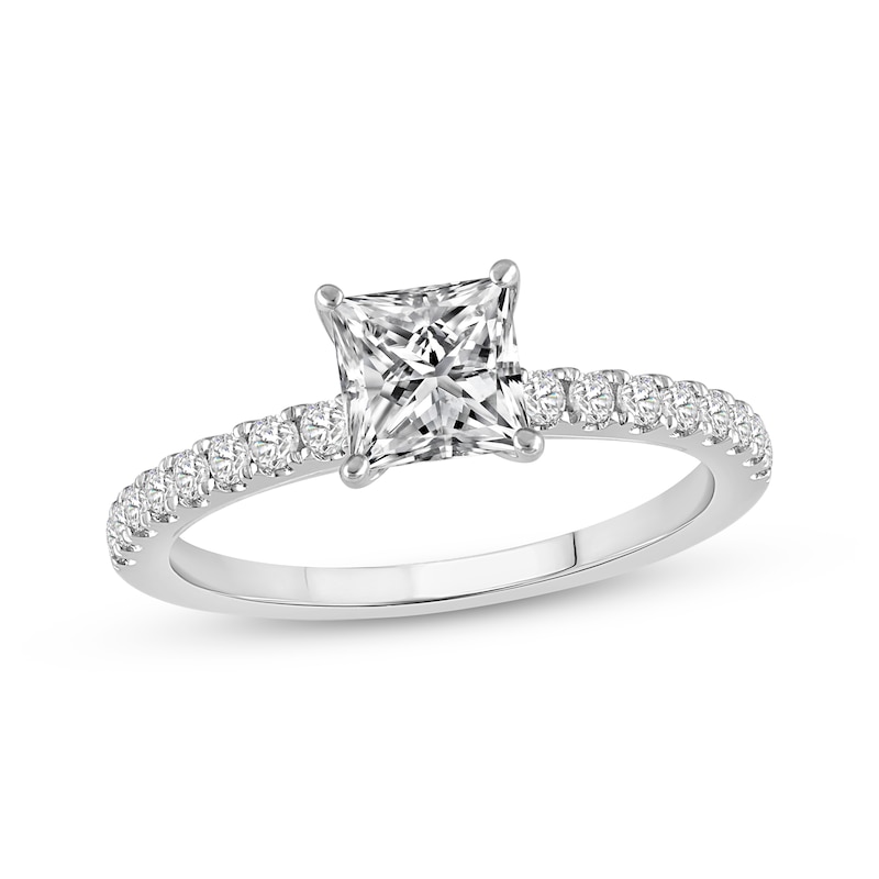 Main Image 1 of Previously Owned Lab-Grown Diamonds Princess-Cut Diamond Engagement Ring 1-1/3 ct tw 14K White Gold