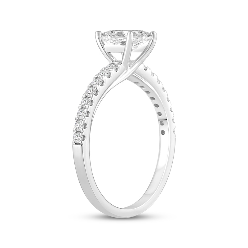 Main Image 2 of Previously Owned Lab-Grown Diamonds Princess-Cut Diamond Engagement Ring 1-1/3 ct tw 14K White Gold