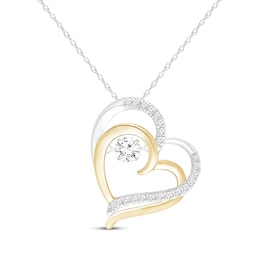 Previously Owned Unstoppable Love Lab-Grown Diamond Double Heart Necklace 1/2 ct tw 10K Two-Tone Gold 18"