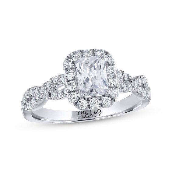 Previously Owned THE LEO Legacy Lab-Grown Diamond Emerald-Cut Engagement Ring 1-1/6 ct tw 14K White Gold