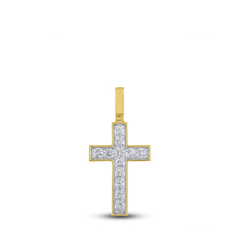 Main Image 1 of Previously Owned Men's Lab-Grown Diamonds Cross Pendant 3 ct tw 14K Yellow Gold