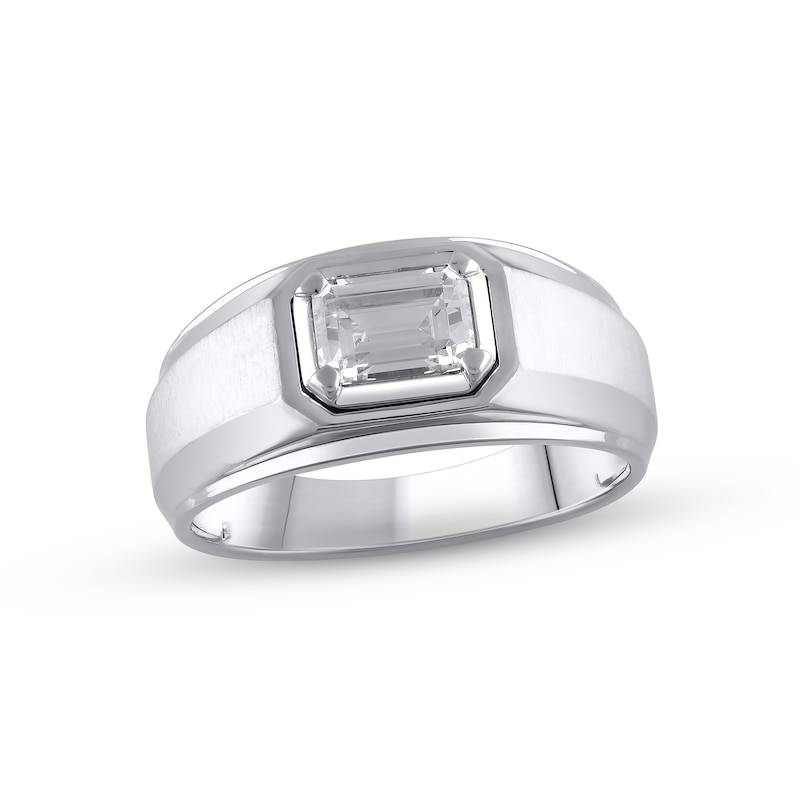 Main Image 1 of Previously Owned Men's Lab-Grown Diamonds Emerald-Cut Wedding Band 1 ct tw 14K White Gold