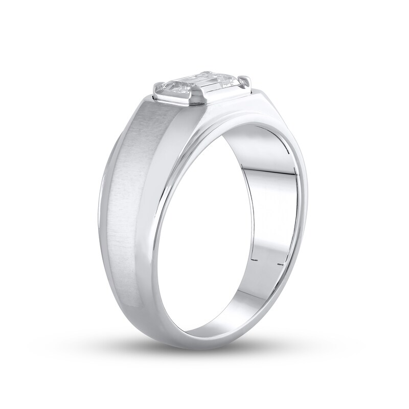 Main Image 2 of Previously Owned Men's Lab-Grown Diamonds Emerald-Cut Wedding Band 1 ct tw 14K White Gold