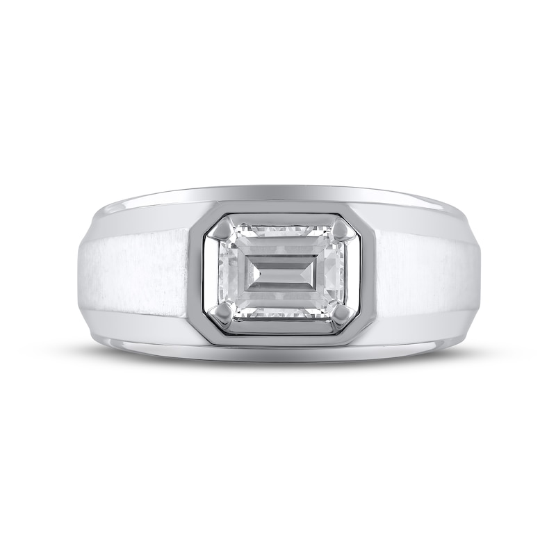 Main Image 3 of Previously Owned Men's Lab-Grown Diamonds Emerald-Cut Wedding Band 1 ct tw 14K White Gold