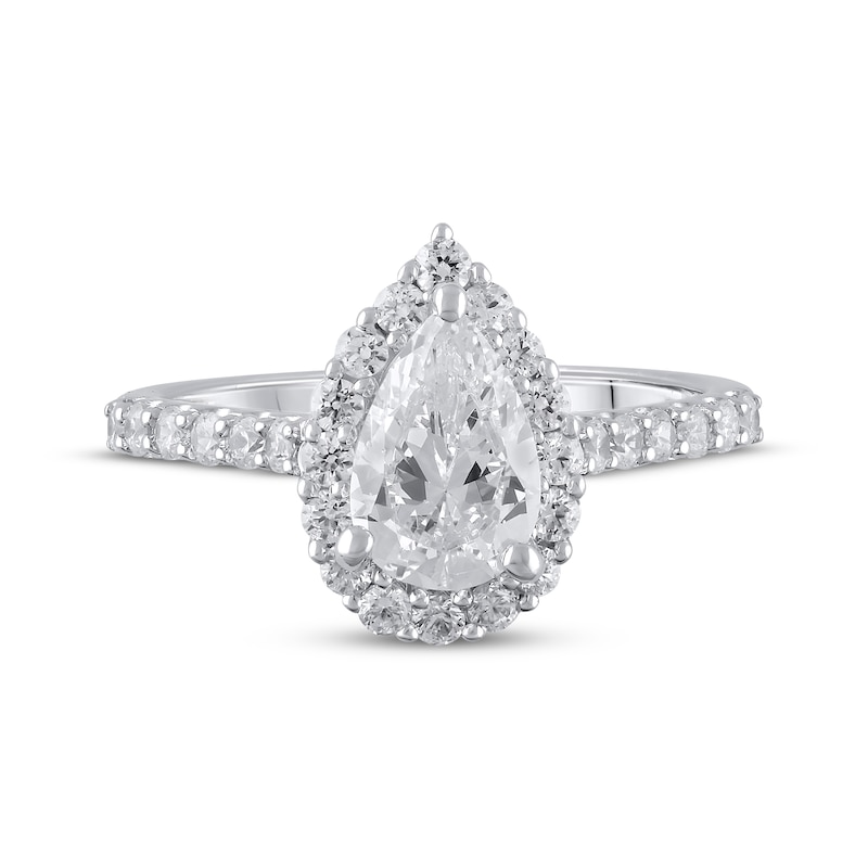 Main Image 3 of Previously Owned Lab-Grown Diamonds by KAY Pear-Shaped Halo Engagement Ring 1-1/2 ct tw 14K White Gold