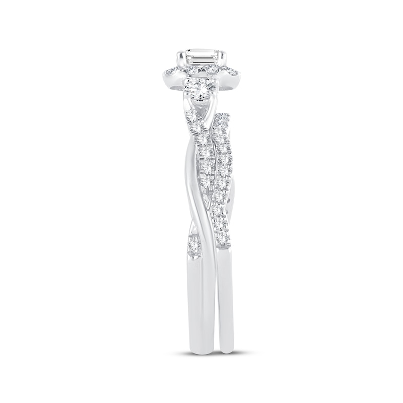 Main Image 2 of Previously Owned Memories Moments Magic Diamond Bridal Set 3/4 ct tw Princess & Round-cut 10K White Gold