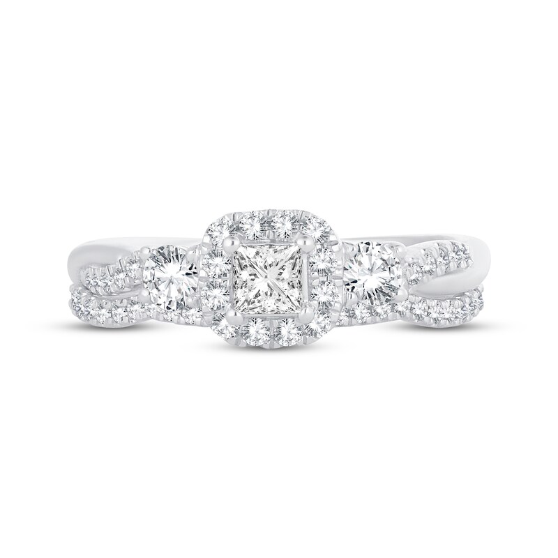 Main Image 3 of Previously Owned Memories Moments Magic Diamond Bridal Set 3/4 ct tw Princess & Round-cut 10K White Gold
