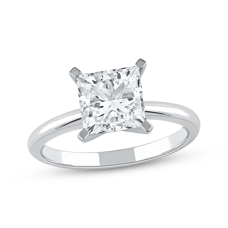 Main Image 1 of Previously Owned Lab-Grown Diamonds by KAY Princess-Cut Solitaire Engagement Ring 2-1/2 ct tw 14K White Gold (I/SI2)
