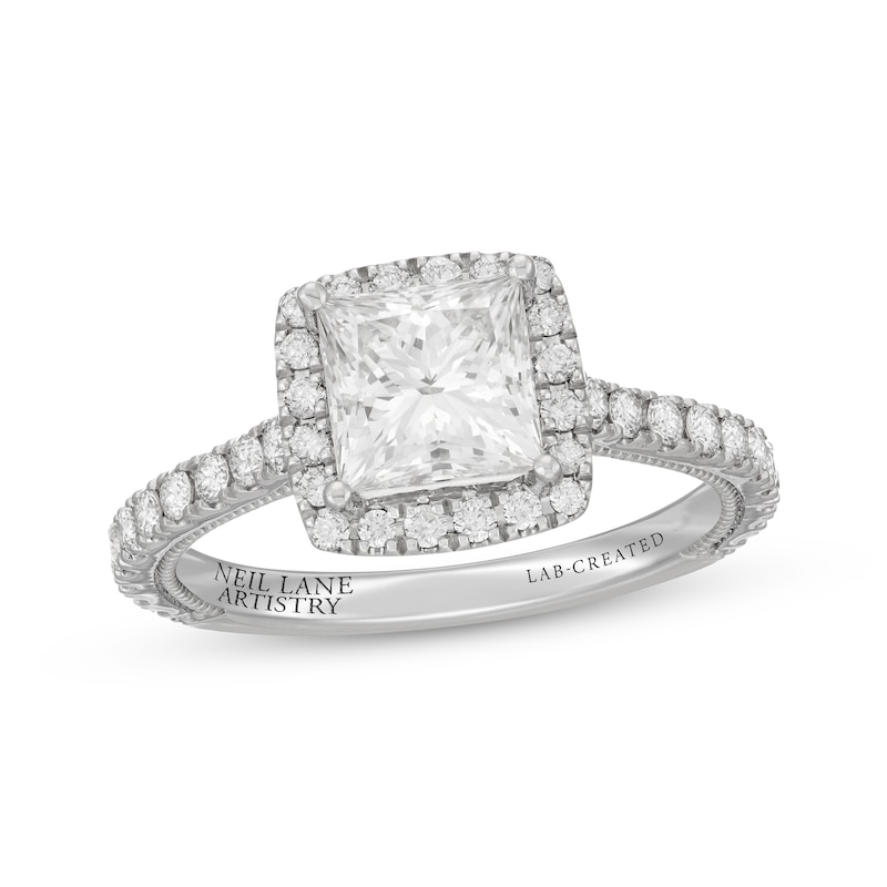 Main Image 1 of Previously Owned Neil Lane Artistry Princess-Cut Lab-Grown Diamond Engagement Ring 2 ct tw 14K White Gold