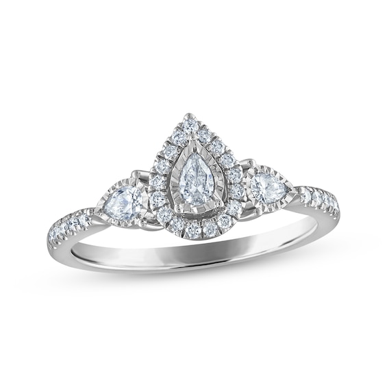 Previously Owned Pear-Shaped Diamond Three-Stone Engagement Ring 1/3 ct tw 14K White Gold