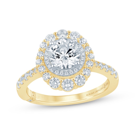 Previously Owned Monique Lhuillier Bliss Round-Cut Lab-Grown Diamond Engagement Ring 1-7/8 ct tw 18K Two-Tone Gold