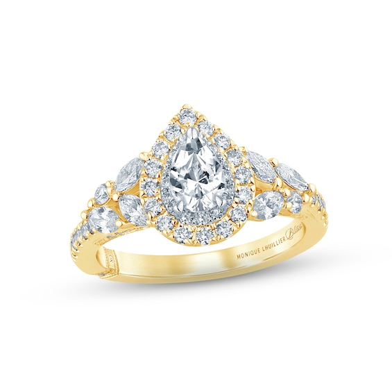 Previously Owned Monique Lhuillier Bliss Diamond Engagement Ring 1-1/4 ct tw Pear, Round & Marquise-cut 18K Two-Tone Gold