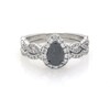 Thumbnail Image 1 of Previously Owned Neil Lane Pear-Shaped Black Diamond & White Diamond Bridal Set 1-7/8 ct tw 14K White Gold Size 8.5