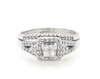 Thumbnail Image 1 of Previously Owned Princess-Cut Quad Diamond Halo Bridal Set 1/3 ct tw 10K White Gold Size 6.25