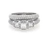 Thumbnail Image 1 of Previously Owned Princess-Cut Diamond Three-Stone Bridal Set 1-1/3 ct tw 14K White Gold Size 8