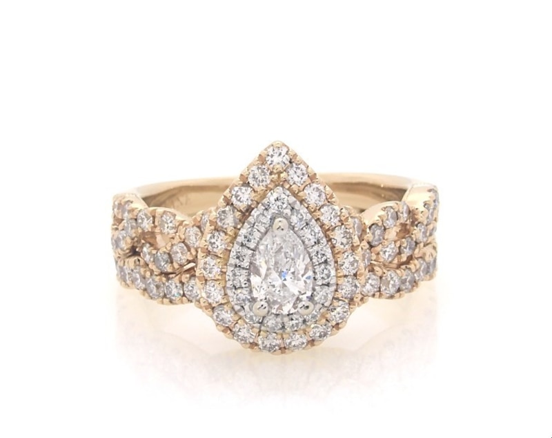 Main Image 1 of Previously Owned Neil Lane Pear-Shaped Diamond Bridal Set 1-1/4 ct tw 14K Yellow Gold Size 6