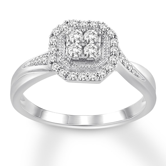 Previously Owned Diamond Engagement Ring 1/4 ct tw Round-cut 10K White Gold