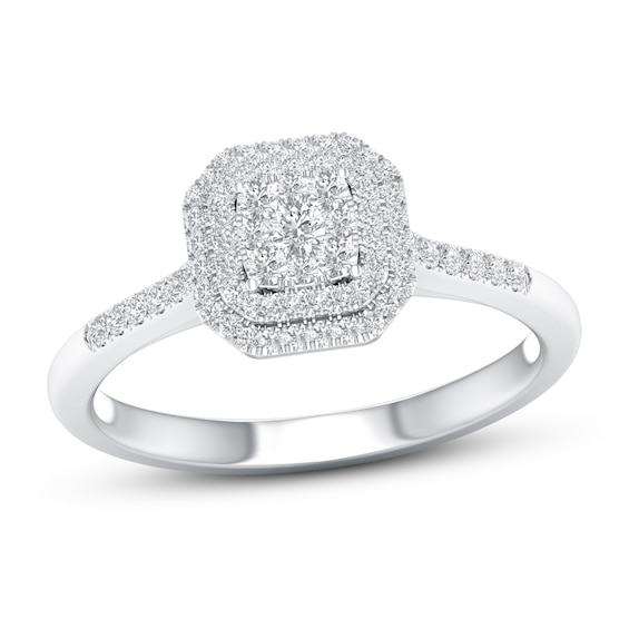Previously Owned Diamond Engagement Ring 3/8 ct tw Round-cut 10K White Gold