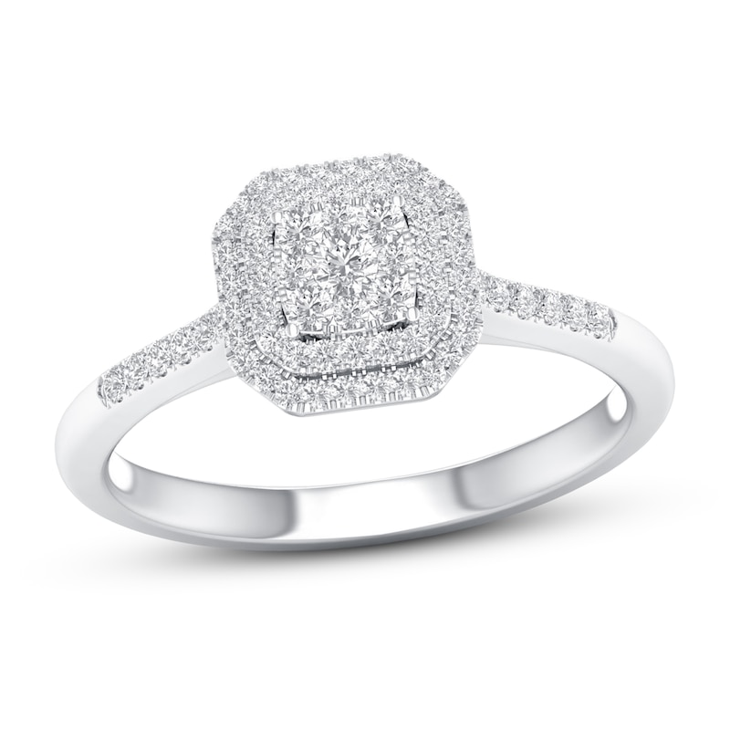 Main Image 1 of Previously Owned Diamond Engagement Ring 3/8 ct tw Round-cut 10K White Gold