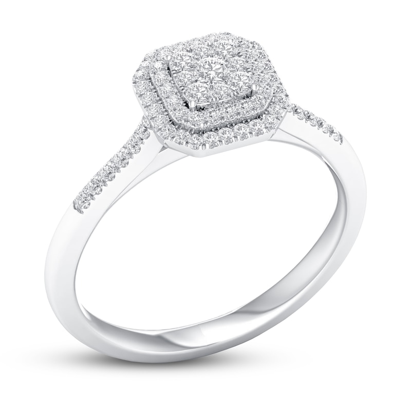 Main Image 4 of Previously Owned Diamond Engagement Ring 3/8 ct tw Round-cut 10K White Gold