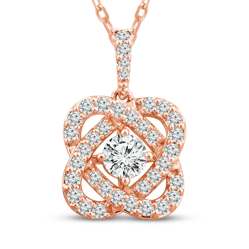 Main Image 1 of Previously Owned Center of Me Diamond Necklace 1 ct tw 14K Rose Gold 18"