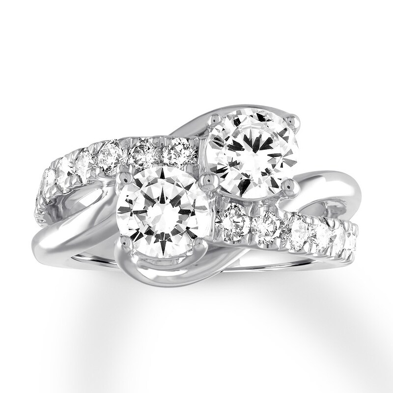 Main Image 1 of Previously Owned Ever Us Two-Stone Diamond Ring 3 ct tw Round-cut 14K White Gold