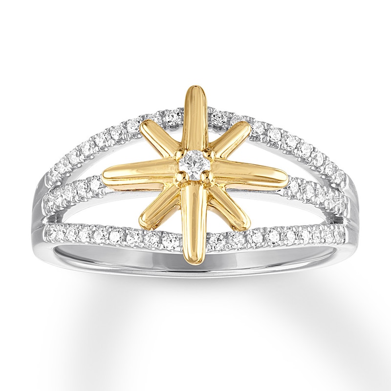 Main Image 1 of Previously Owned Diamond Star Ring 1/3 ct tw Round-cut 10K Two-Tone Gold