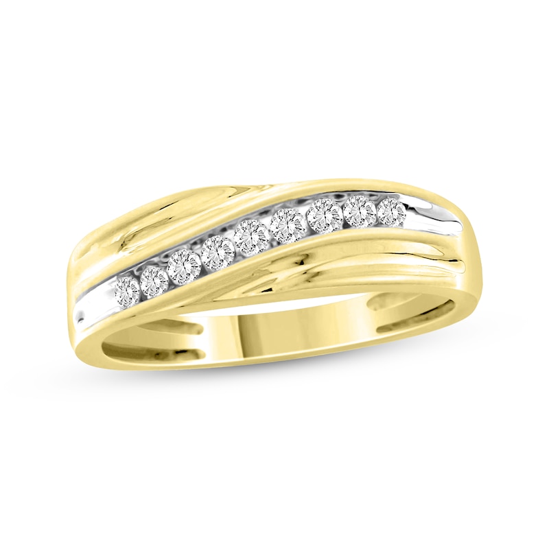 Main Image 1 of Previously Owned Men's Diamond Wedding Band 1/4 ct tw Round-cut 10K Yellow Gold